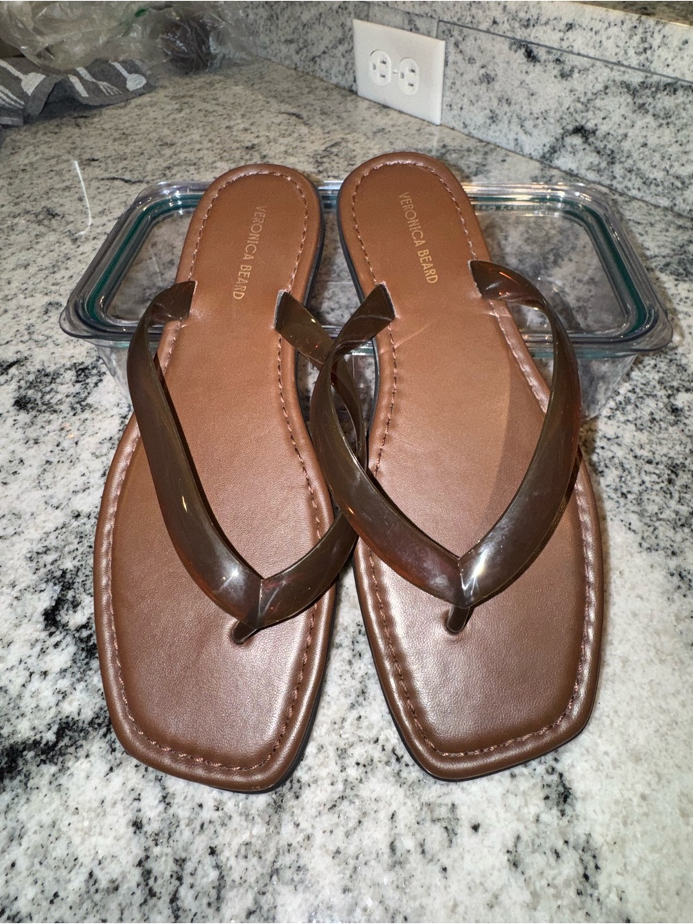 Veronica Beard Brown Square-Toe Sandals
